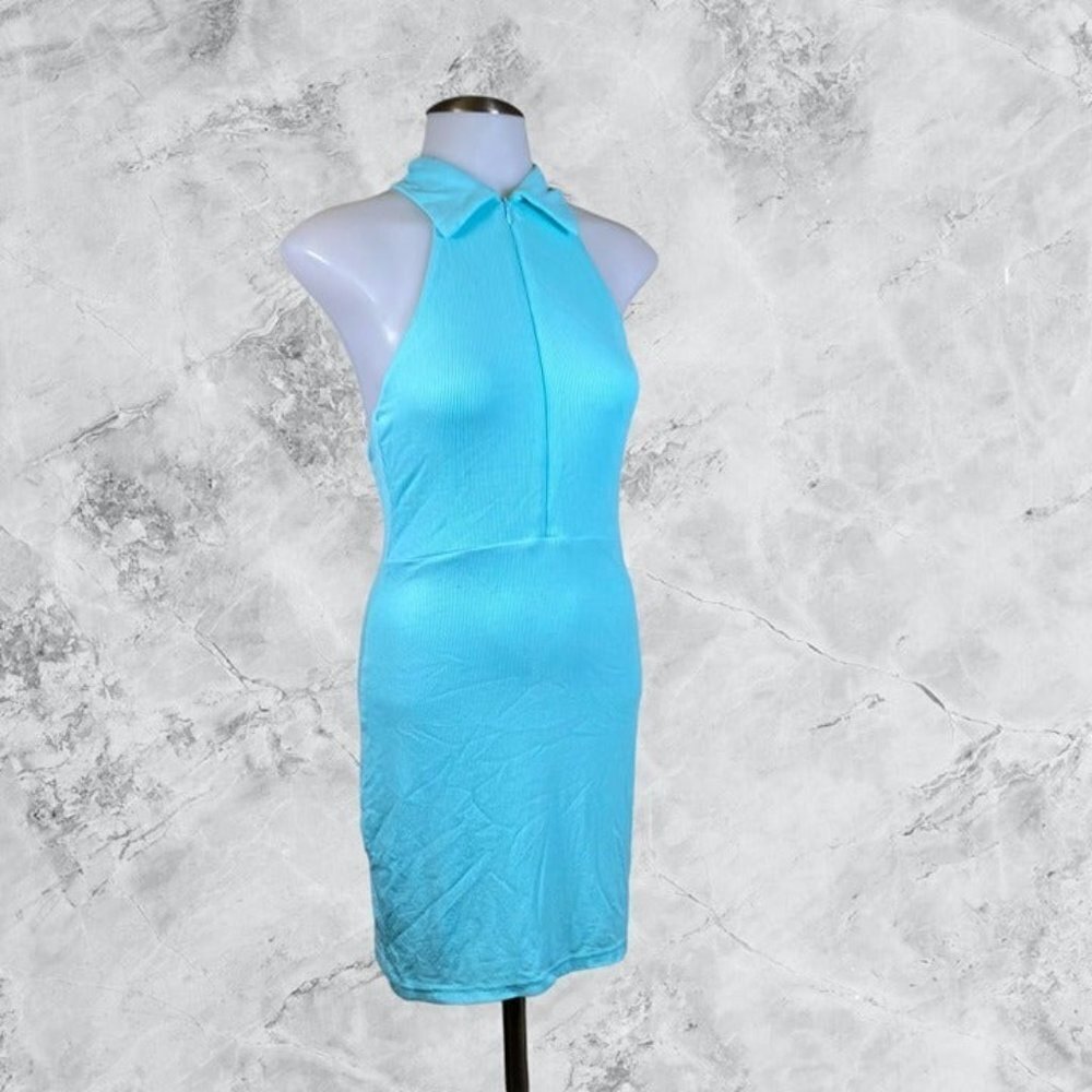 ALL THE WAYS Talia Open Back Zip Dress - Aqua - Picture 3 of 9